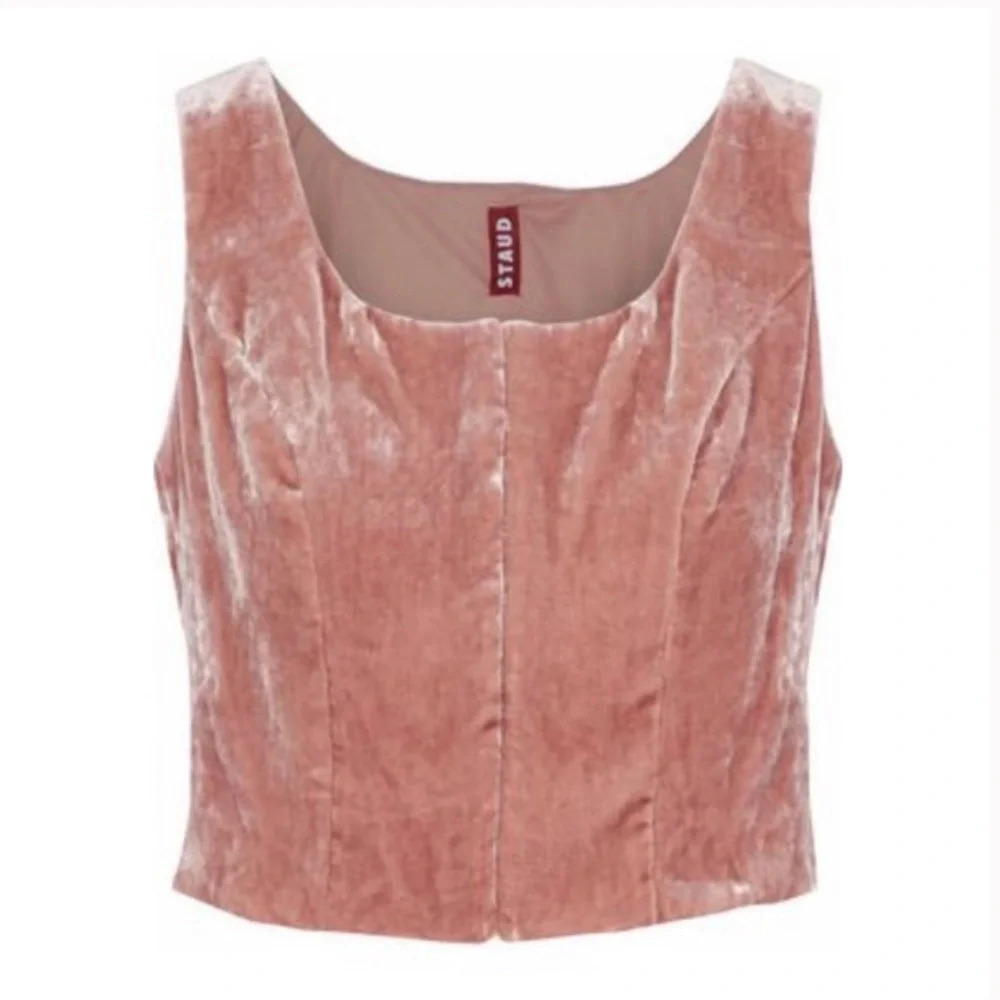 Staud Clothing Pink Velvet Marie Top Small Antique Rose